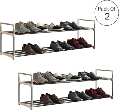 Home-Complete Shoe Storage Rack, 2-Tier Organizer for Closet, Bathroom, Entryway, 2 sets
