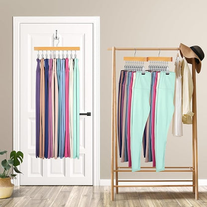 Legging Organizer for Closet, Pants Hangers with Clips Holds 20 Leggings, Jeans, Hats, Shorts, Socks, 360° Rotating Space Saving Hanging Clothes Organizer for Closet Organizers and Storage 2Pcs