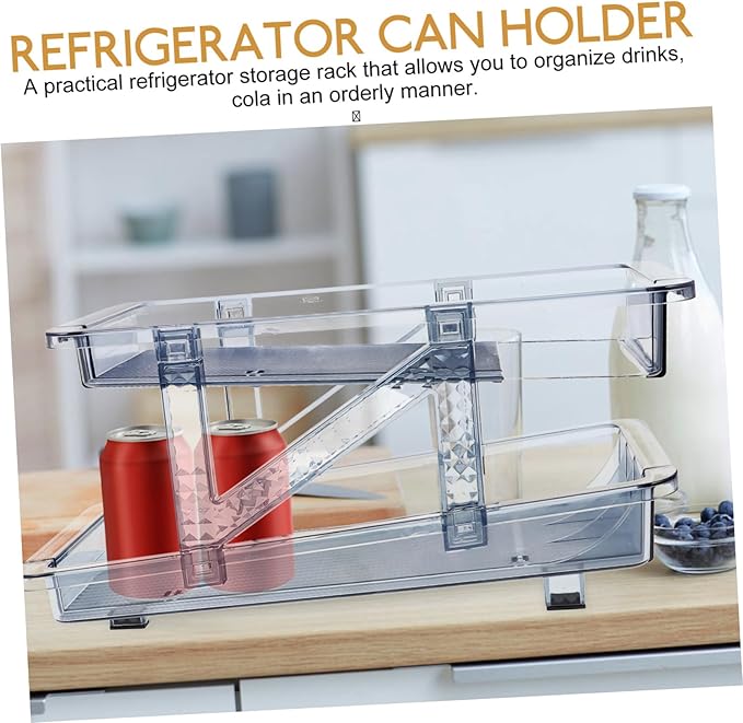 Garneck Soda Can Dispenser Double Tier Rolling Beverage Organizer for Refrigerator Stackable Drink Can Holder Convenient Automatic Front Dispensing for Kitchens and Home Use