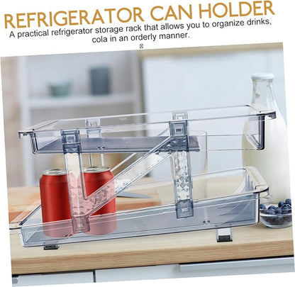 Garneck Soda Can Dispenser Double Tier Rolling Beverage Organizer for Refrigerator Stackable Drink Can Holder Convenient Automatic Front Dispensing for Kitchens and Home Use
