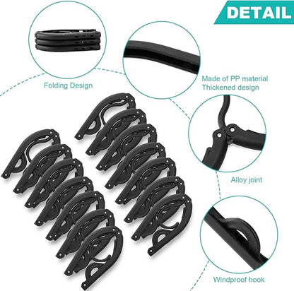 12 PCS Travel Hangers,Portable Folding Clothes Hangers,Black Foldable Hangers Lightweight Travel Accessories,Non-Slip Folding Hangers for Clothes,Foldable Clothes Drying Rack for Travel and Home