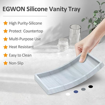 Bathroom Vanity Tray,Thick Original Silicone Soap Dispenser Tray,EGWON Shatterproof Toilet Tank Tray Vanity Tray for Dresser Tops,Bathroom for Perfume,Soap Bottle