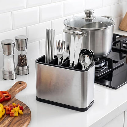 WAHSAN Flatware Caddy Stainless Steel Cutlery Holder Organizer, 7 L X 3.4 W X 5 H