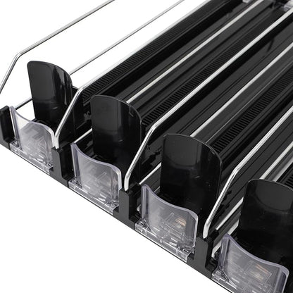 Zerodis 6Pcs Fridge Drink Organizer, Can Water Bottle Drink Dispenser Automatic Beverage Pusher Beverage Thruster Beer Supermarket Shelf Thrusters Convenience Store Freezer (Black)