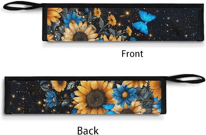 COEQINE Sunflower Utensil Case Black Cutlery Pouch Metal Straws Case Reusable Tableware Carrying Bag Zipper Flatware Bag Portable Travel Utensil Holder for Straw Knife Spoon Fork Chopsticks Gift