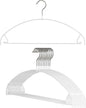 Mawa by Reston Lloyd Euro Ultra Light/Thin Series, Non-Slip Space Saving Clothes Hanger with Bar & Hook for Pants and Skirts, Style 42/PTU, Set of 10, White