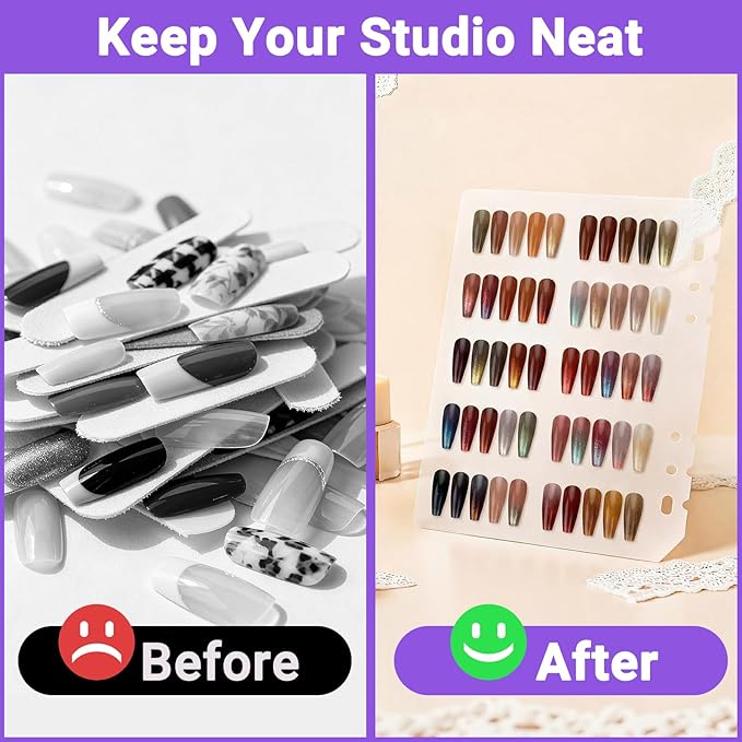 Segbeauty Nail Swatches Polish Display with Zipper, Nail Color Display Book Sample, Nails Polish Organizer A5 Binder with 240 False Tips, Gel Fake Press On Nails Art Salon Supplies Holder Purple