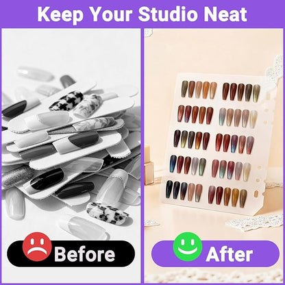 Segbeauty Nail Swatches Polish Display with Zipper, Nail Color Display Book Sample, Nails Polish Organizer A5 Binder with 240 False Tips, Gel Fake Press On Nails Art Salon Supplies Holder Purple