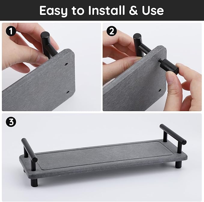 Segbeauty 12x4in Kitchen Sink Organizer, Instant Dry Sink Caddy Stone Drying Mat with Handle, Diatomaceous Earth Fast Drying Stone Vanity Tray Bathroom Sink Mat Soap Holder Countertop Organizer Rack