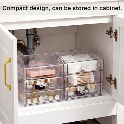 ELLDOO Rollerball Perfume Organizer with 3 Drawer, Clear Acrylic Perfume Storage Holder Beauty Scent Holder, Makeup Lipgloss Lipstick Display Case Office Supplies Box