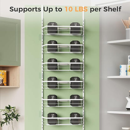TOPCJ Over the Door Pantry Organizer,8-Tier Adjustable Heavy Duty Metal Hanging Storage Rack,Wall Mount Spice Shelf for Kitchen Bathroom Laundry Organization