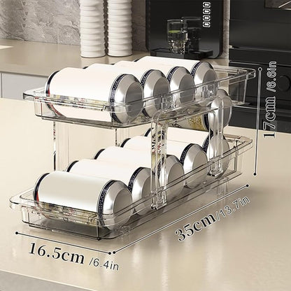 Refrigerator Organizers and Storage Drink Organizer for Fridge Soda Can Organizer Soda Can Organizer Easy Access Transparent Two-Tier Design Beverage Can Holder Black