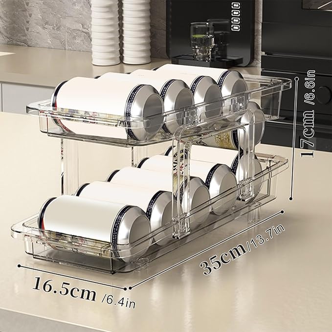 Refrigerator Organizers and Storage Drink Organizer for Fridge Soda Can Organizer Soda Can Organizer Easy Access Transparent Two-Tier Design Beverage Can Holder Clear