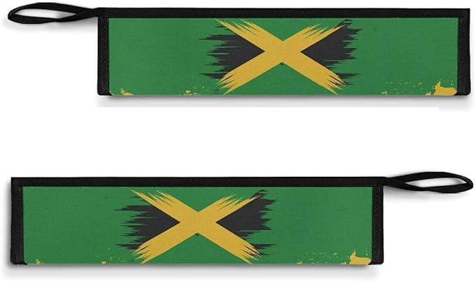 Jamaica Flag Portable Utensil Pouch Reusable Silverware Bag Travel Cutlery Carrying Case Stainless Steel Straws Pouch Chopsticks,11.8 Inch