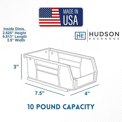 Hudson Exchange 7-1/2" x 4" x 3" Plastic Stackable Storage Bin and Hanging Container (Orange, 1 Pack)