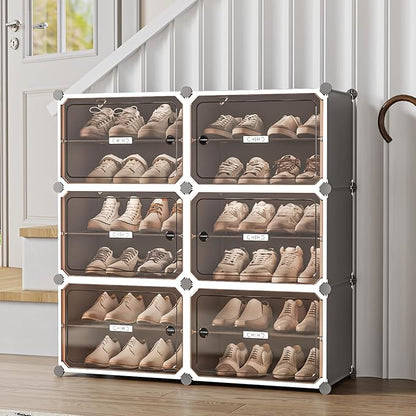MAGINELS Shoe Rack,Expandable Shoe Cabinet Easy to Assemble. Shoe Storage with Door,Entryway, Closets, Hallway, and Bedroom.Accommodates Up to 24 Pairs of Shoes