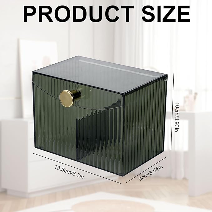 Double Compartment Qtip Holder with Lid,Cotton Ball Holder with Lid,Cotton Pad Holders,Container Dispenser Box for Bathroom Home Storage Organization(Green)
