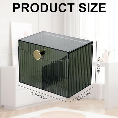 Double Compartment Qtip Holder with Lid,Cotton Ball Holder with Lid,Cotton Pad Holders,Container Dispenser Box for Bathroom Home Storage Organization(Green)