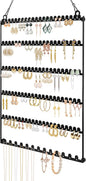 6 Tier Earring Holder Wall Mounted Hanging Earring Organizer, Earring Display Storage with 123 Holes and 129 Grooves Jewelry Organizer Tree for Stud/Hoop/Dangle Earrings Necklace（Black）