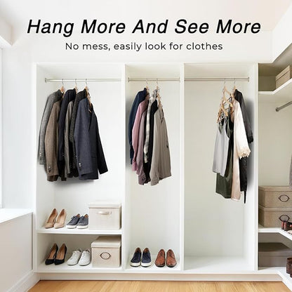 HOUSE DAY Space Saving Hangers 20 Pack, Clear Clothes Hanger Connector Hooks, Heavy Duty Hangers Space Saver, Premium College Dorm Room Essentials, Closet Organizers and Storage