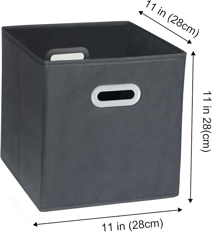 Fabric Cloth Storage Bins,Fabric Cube Organizer with Dual Handles Foldable Cube Storage Baskets for Home Bedroom Storage,Set of 3, Gray