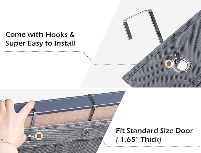 Modern Over the Door Shoe Rack Organizer with 24 Clear PVC Pockets, Purple