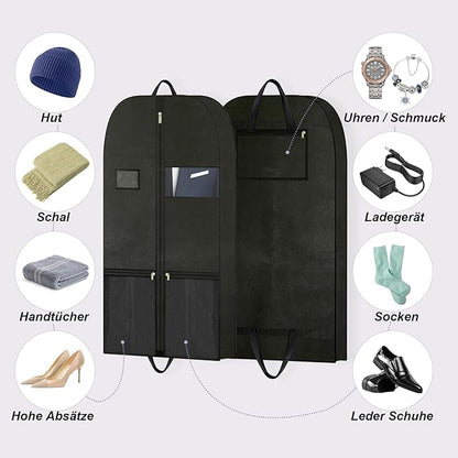43" Garment Bags for Closet Storage and Travel, Gusseted Hanging Garment Bags for Men Women with Pockets Handles and Zipper, Suit Cover Bags for Clothes, Suits, Dress, Shirts, Coats, Jackets, 2 Pack