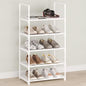 5-Tier Shoe Rack with Handrails, Stackable Narrow Shoe Storage for Entryway, 17.5" W x 11.4" D x 35.4" H, Space Saving Small Shoe Stand for Closet Hallway Dorm, Multi-Functional Shelf(White)