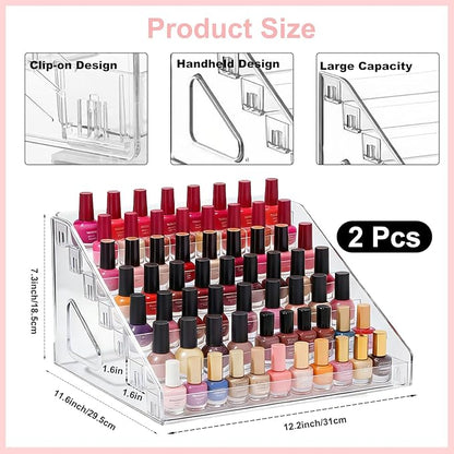 2 Pack Nail Polish Organizer Holder Rack 7 Layers Clear Acrylic Display Rack for Nail Polish Holder Stand Cosmetics Sunglasses Display Essential Oil Storage Organizer