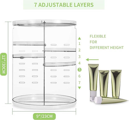 COYAHO 360 Rotating Makeup Organizer, Spinning Countertop, Cosmetic Holder Shelf, Make Up Organizers and Storage for Bedroom, Transparent