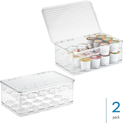 iDesign Stackable Coffee Pod Holder for K-Cup Pods - 29 K-Cup Capacity - Set of 2 - Clear