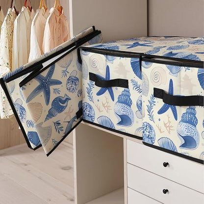 Stackable Clothes Storage Bins with Lids,Closet Organizers Fabric Cat Printing Box for Home and Office,Blanket Clothes Organizers,Under Bed Storage Containers 3 Pack.