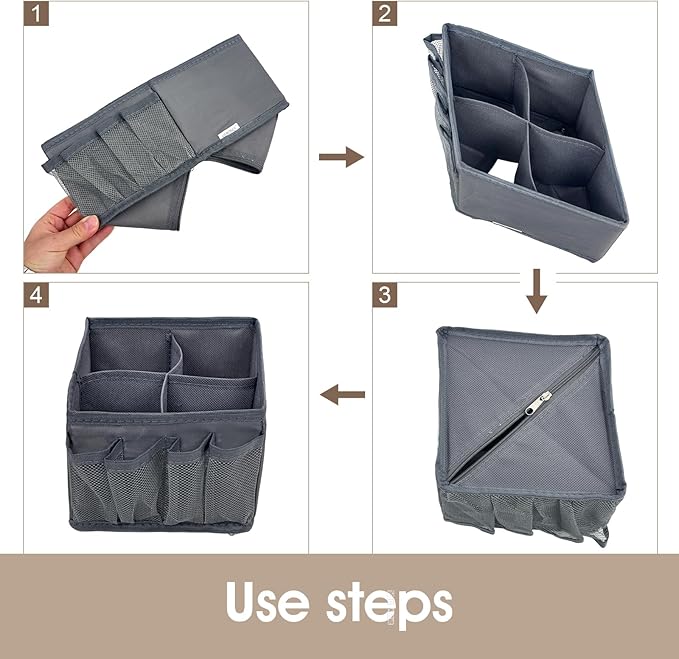 Cosmetic Storage Bins Makeup Organizer, Adjustable Multifunction Storage Box Desk Drawer Divider for Makeup Brushes, Bathroom Countertop or Dresser, Set of 4