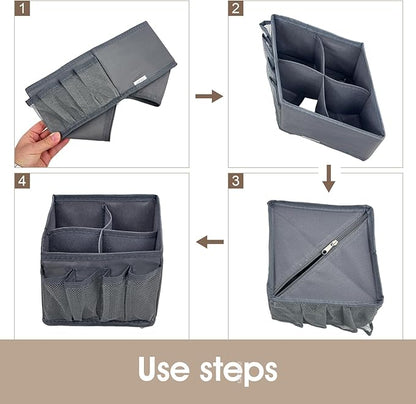 Cosmetic Storage Bins Makeup Organizer, Adjustable Multifunction Storage Box Desk Drawer Divider for Makeup Brushes, Bathroom Countertop or Dresser, Set of 4