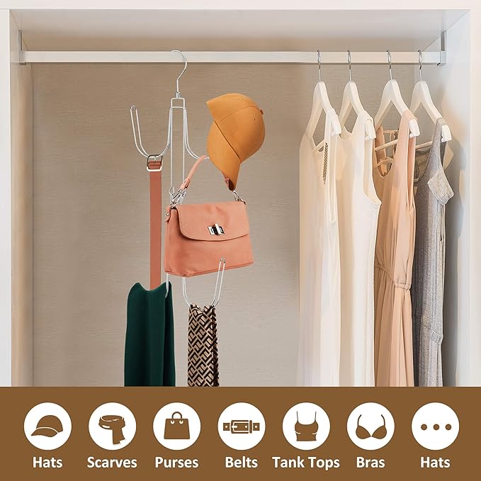 ZEDODIER Hat Hangers for Closet, Rotatable Metal Hat Organizer, Max 40 Storage Capacity, Hat Racks Cap Organizer for Baseball Caps,Spcae Saving Closet Organizers and Storage, Silver