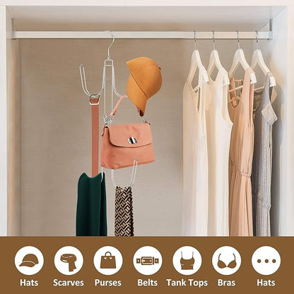 ZEDODIER Hat Hangers for Closet, Rotatable Metal Hat Organizer, Max 40 Storage Capacity, Hat Racks Cap Organizer for Baseball Caps,Spcae Saving Closet Organizers and Storage, Silver