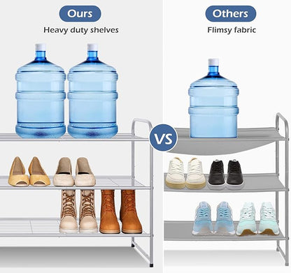 KEETDY 3-Tier Long Shoe Rack for Closet and 2 Tier Metal Shoe Organizer