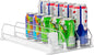 RULA Drink Organizer for Fridge, Width Adjustable Water Bottle Pusher Glide, Self-Pushing Soda Can Dispenser for Refrigerator - Holds up to 15 Cans (15" D, 3 Rows)