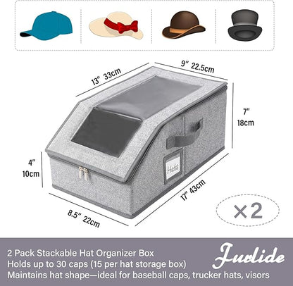 Furlide 2PCS Hat Storage Box, New Grey