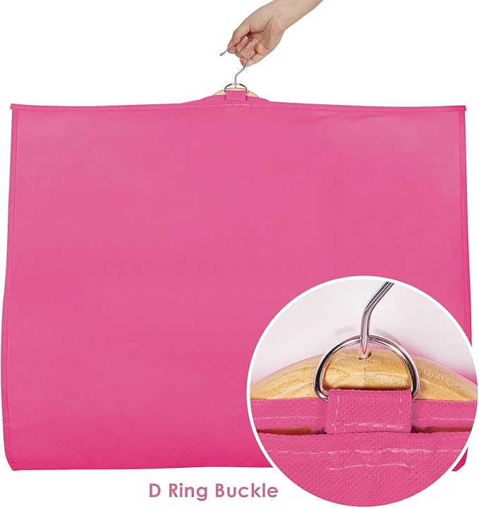 Univivi Dance Costume Bags Garment Bag 40 Inch Hanging Clothes for Dance Competitions, with 3 Medium Clear Zipper Pockets for Dance Costumes, Closet Storage (Rose Red) - 4 Pack