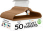 Techzoo 50 Pack New Premium Quality Velvet Hangers Ultra Thin Non Slip Adult Felt Space Saving Hangers for Closet Heavy Duty Coat Pants Jackets Dress Hangers 360° Swivel Hook Hold Upto 10 lbs Bronze
