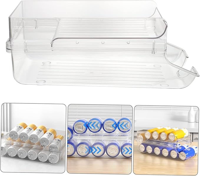 Double Refrigerator Can Organizer Beverage Can Dispenser Stand for Fridge