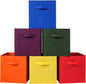 Stero Fabric Storage Bins 6 Pack Fun Colored Durable Storage Cubes with Fabric Handles Foldable Cube Baskets for Home, Kids Room, Closet and Toys Organization Multi Colors-2