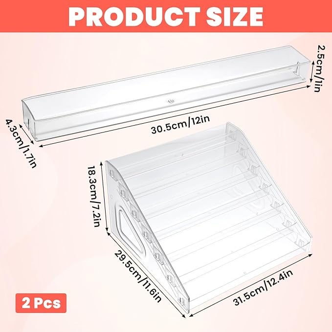 2 Pcs Nail Polish Organizers, Clear Nail Polish Holder 84 Bottles of 7 Layers Sunglasses Organizer Essential Oils Holder Clear Eyeglasses Display Case Makeup Organizer