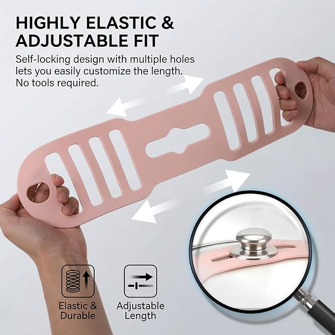 Silicone Lid Lock Strap for Crockpot Slow Cooker (6/7/8 Quart), Universal Rubber Lid Securing Strap for Soup Pots & Bento Box | Heat-Resistant, No-Spill Transport Accessories (2 Packs Pink)