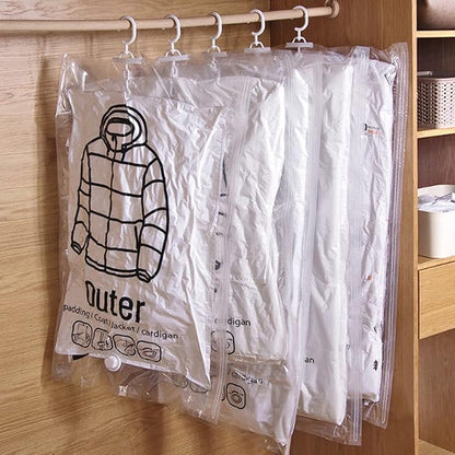 Hanging Vacuum Storage Bags, 2024 New Reusable Hanging Vacuum Storage Bags for Clothes, Coats, Jackets, Hanging Compressible Storage Bag Space Saver Bags with Hand Pumps (Medium, 2Pcs)