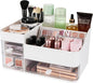 KLGO Makeup Organizer and Storage Cosmetic Display Case With 3 Clear Drawers Skincare Organizer for Bathroom Make Up Stand for Vanity Lipsticks, Jewelry, Nail Care, Eyeshadow, Skincare