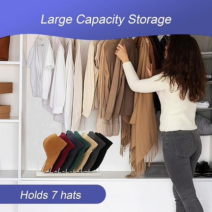 Hat Rack for Metals Baseball Caps | 14-Caps Organizer Stand | Space-Saving Design for Bedroom, Wardrobe, Office | Durable & Rust-Free Hat Holder, White 2 Pack