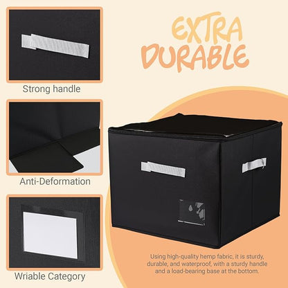 2 Pack Shoe Organizer for Closet，Foldable Shoe Storage Organizer with Clear Cover and Sturdy Handles,Fits 12-16 Pairs (black)