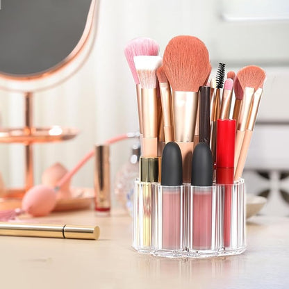 Divided Makeup Brush Organizer 12 Deep Slots Clear Acrylic Cosmetic Brushes Holder and Storage for Eye lines Pencils Toothbrush Lipstick on Bathroom Vanity Bedroom Countertop